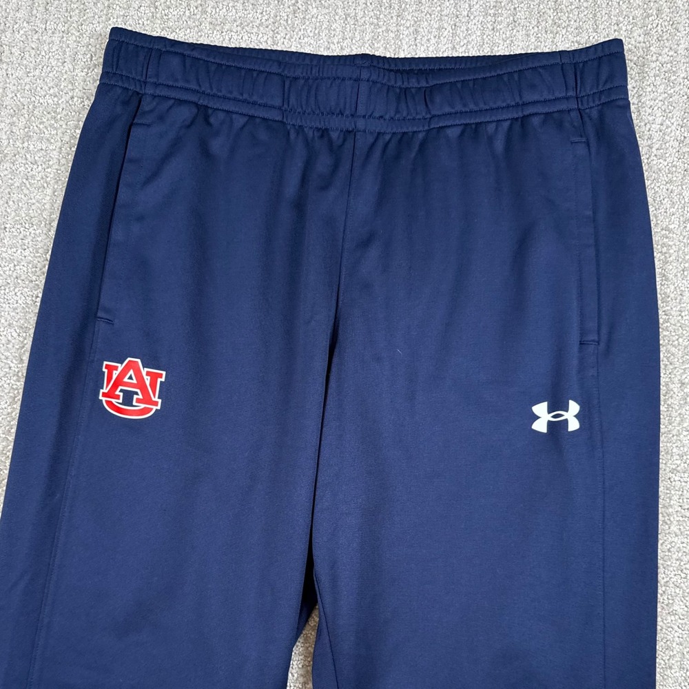 Under Armour Mens Medium Auburn Tigers Blue Ankle Zip Warm Up Jogger Track Pants